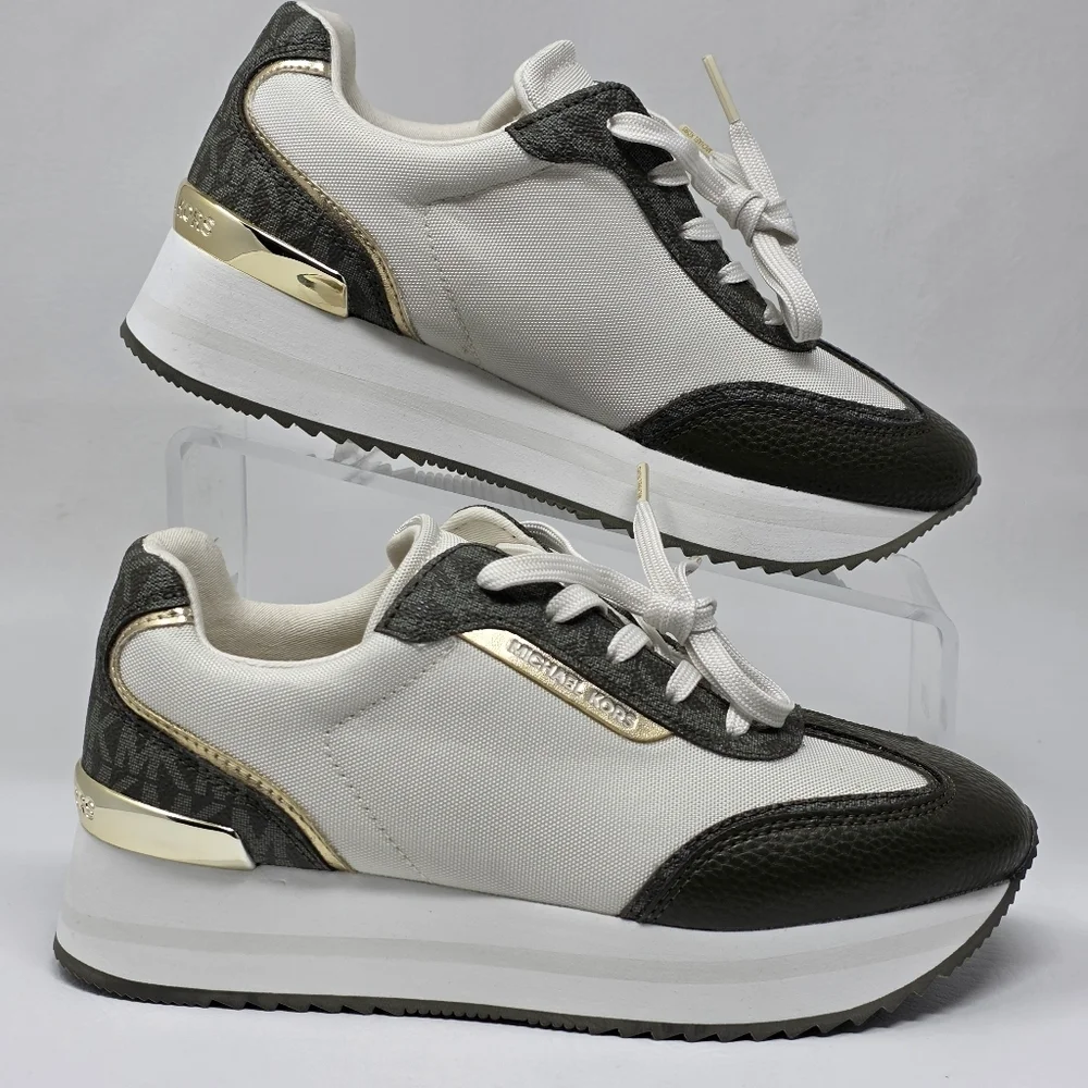 Michael Kors Women's Trainer Lace Up Sneakers Green White Size 9M New - Picture 2 of 11